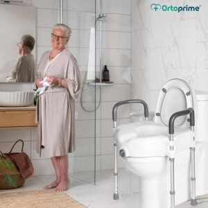 Opiniones OrtoPrime Elevador WC Adultos con Reposabrazos Acolchados - Alzador con Patas Regulables en Altura - Silla Medida Universal - Imagen del producto adulto.