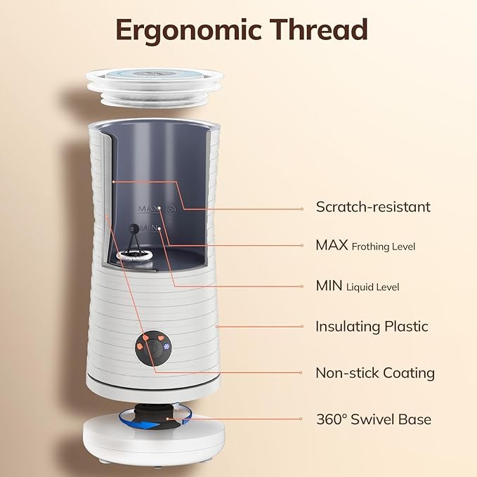 Opiniones Espumador de Leche Eléctrico Automático - Calentador de Leche 4 en 1 para Café - Espuma Fría y Caliente - ¡Consigue la textura perfecta en tus bebidas!