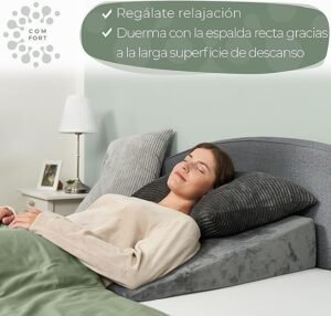 Cojín cuña ergonómico para Cama y sofá, Almohada cuña [con 2 Zonas de reclinación], cojin Espalda, cómoda Almohada antirreflujo - Opiniones Well B4.