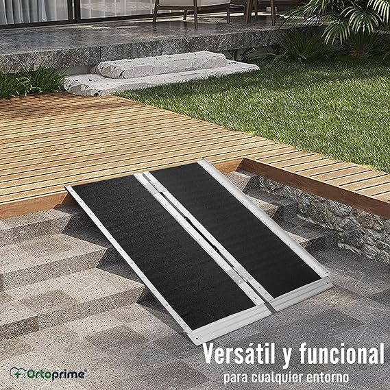 Opiniones OrtoPrime Rampa Plegable y Portátil para Silla de Ruedas - Salvaescaleras - Seguridad para Minusválidos - Carga Silla de Ruedas.