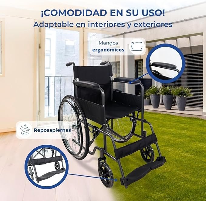 Opiniones Mobiclinic® - Silla de ruedas plegable Denver - Asiento 46 cm - Freno manual - Respaldo desmontable - Reposapiés abatibles. ¡Descubre la comodidad y la practicidad en un solo producto!
