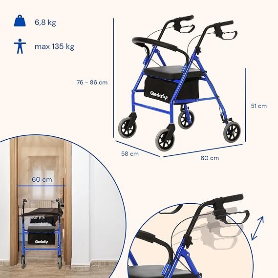 Opiniones Geriafy - Andador Rollator para Ancianos con Asiento Acolchado, Cesto de Almacenaje y 4 Ruedas Antipinchazos: la mejor ayuda para la movilidad de tus seres queridos. ¡Cómpralo ya!