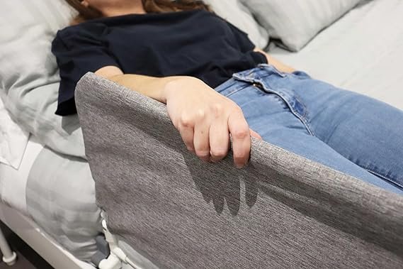 Barandilla cama adulto abatible KMINA, barrera ajustable de 90 a 180 cm, asidero para mayores, ayuda para levantarse.