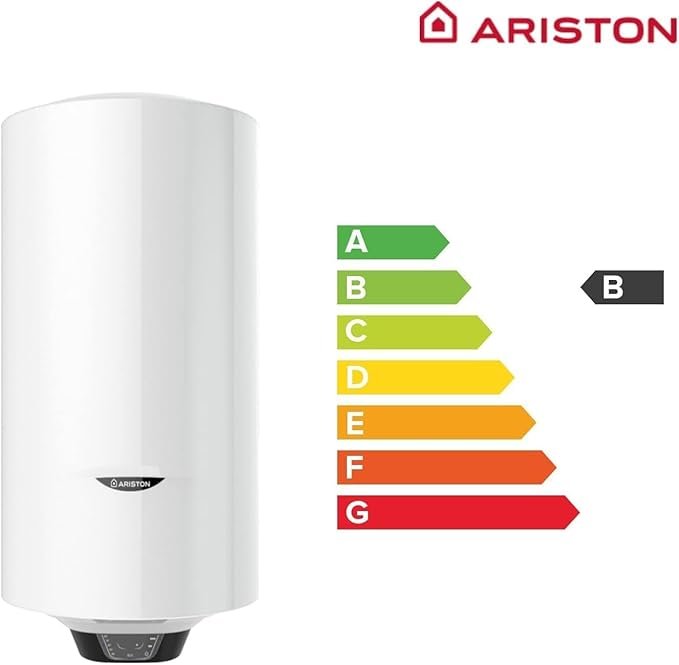 Opiniones Ariston Pro1 Eco Slim - Termo Eléctrico 65 Litros Bajo Consumo Vertical, Calentador de Agua Eléctrico con Función ECO - Imagen del producto con diseño elegante y eficiente. ¡Conoce más aquí!