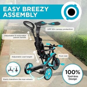 Opiniones Globber - Explorer Trike 4 in 1 - Triciclo y Bicicleta de Equilibrio Todo en 1 para niños pequeños de 10m