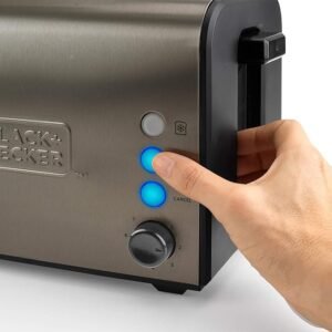 Tostadora Black+Decker con ranura extra grande. 1000 W. Inox