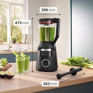 Opiniones Bosch - Batidora VitaPower, Serie 6, 1.800 W, 6 Programas, Cuchillas ProSpeed, Jarra Tritan™ - Imagen del producto con diseño moderno y potente rendimiento.