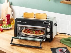 Opiniones Tefal Tostadora y minihorno 2 en 1 de acero inoxidable negro, Ranura larga, con tapa, Calentamiento de cuarzo.