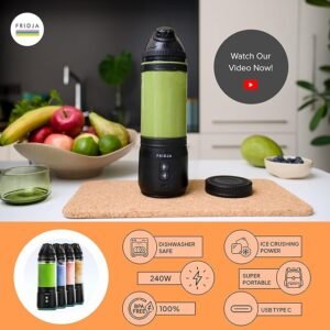 Opiniones Fridja Batidora Portátil 240W – Recargable por USB-C – A Prueba de Fugas y Compacta – Botella sin BPA con 6 Cuchillas Dentadas ¡Descubre la revolucionaria batidora portátil Fridja! Con 240W de potencia, recargable por USB-C, a prueba de fugas y compacta. Su botella sin BPA y sus 6 cuchillas dentadas garantizan la mezcla perfecta en todo momento. ¡No te quedes sin la tuya!