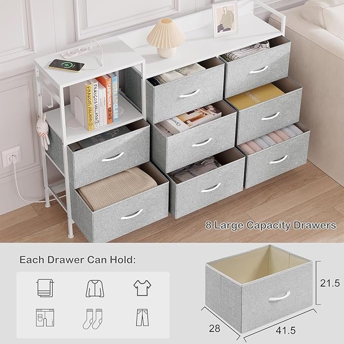 Cajonera para Armario WOLTU - Cómoda Dormitorio 8 Cajones de Tela y Estantes de Madera, Opiniones y Análisis Completo