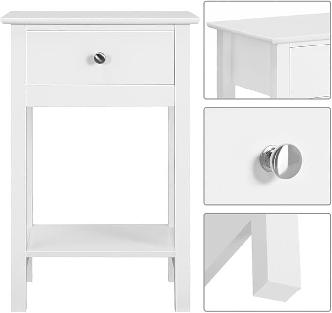 Mesitas de noche modernas - Opiniones Yaheetech 2 Piezas con cajón - Producto de calidad