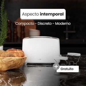 Tostadora compacta Clatronic 2 rebanadas con función descongelar calentar parada rápida.