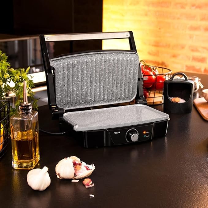 Opiniones Parrilla Eléctrica Rock’nGrill 1500 Stone Ceramic Mix&Grill Cecotec 1500 W - Grill, Parrilla, Plancha y Sandwichera - Foto del Producto
