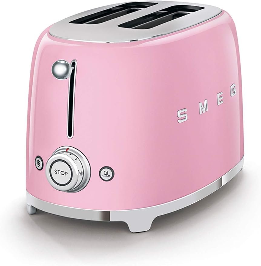 Opiniones Smeg Tostador TSF01PKEU, 950 W, Metal, 2 Ranuras - Imagen destacada del tostador Smeg TSF01PKEU con diseño elegante y funcional, ideal para preparar deliciosas tostadas en casa.