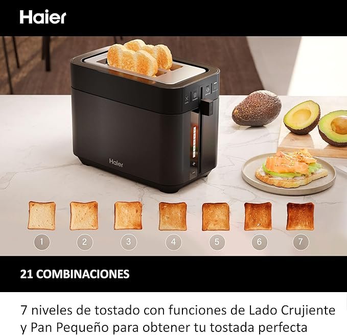 Opiniones HAIER Tostadora de Acero Inoxidable con 2 Ranuras Profundas y Palanca de Elevación Alta. Descubre sus Programas Específicos aquí.