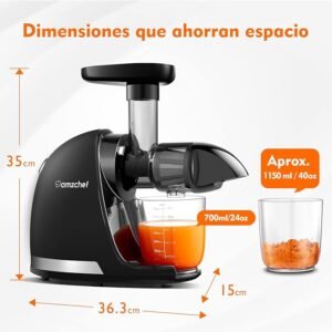 AMZCHEF Licuadora prensado en frío - Extractor de zumos y verduras - Licuadoras para zumos con 2 depósitos y cepillo - Opiniones y reseñas destacadas