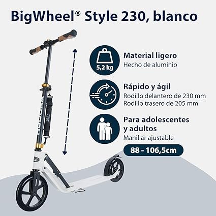 Opiniones HUDORA Scooter BigWheel Style 230 - Patín de Aluminio Estable con Gran Superficie de Pisada - Descubre por qué este patín es el favorito de muchos. ¡Hazte con el tuyo hoy mismo!
