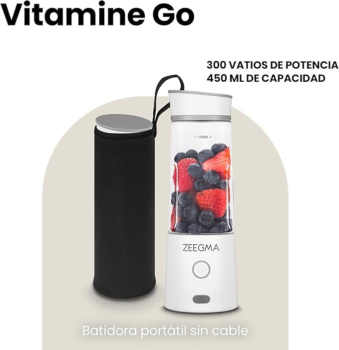 Opiniones ZEEGMA VITAMINE GO Batidora Portátil para Cócteles y Batidos 300W - Mini Batidora con 6 Cuchillas - ¡Haz tus bebidas favoritas en segundos! ¡Compra la tuya ahora!