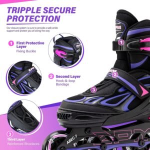 Patines en línea para Hijo y Adolescentes con Ruedas LED - Opiniones 2PM SPORTS Vinal Regulables con luz Completa