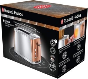 Opiniones Russell Hobbs Tostadora Luna Copper - 2 Ranuras Cortas y Anchas, Tostador para 2 Rebanadas - Producto de calidad para el desayuno.
