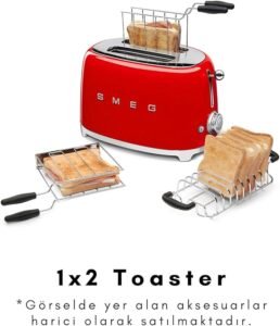 Tostadora Smeg TSF01RDEU de 2 rebanadas, 950W, 1 litro - Opiniones y características