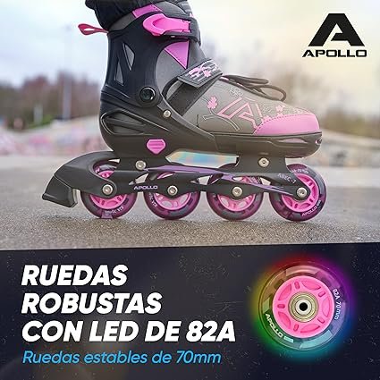 Patines en Línea Talla Ajustable para Niña: Opiniones Apollo Champion - ¡Descubre la diversión sobre ruedas para tu pequeña con estos patines en línea de alta calidad! Ajustables a su talla y con un diseño atractivo, ¡serán su nuevo accesorio favorito! ¡Hazte con ellos ahora!