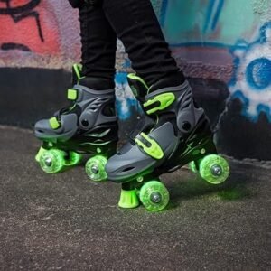 Xootz Roller Skates, opiniones y características de los Kids Adjustable Quad Skates para principiantes con ruedas LED que se iluminan. ¡Compra ahora y haz que tus hijos disfruten del patinaje en estilo!