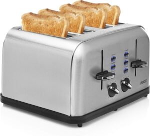 Princess 142355 - Tostadora con cuatro ranuras, 6 grados de tostado, Funciones de descongelado - Opiniones y características destacadas.