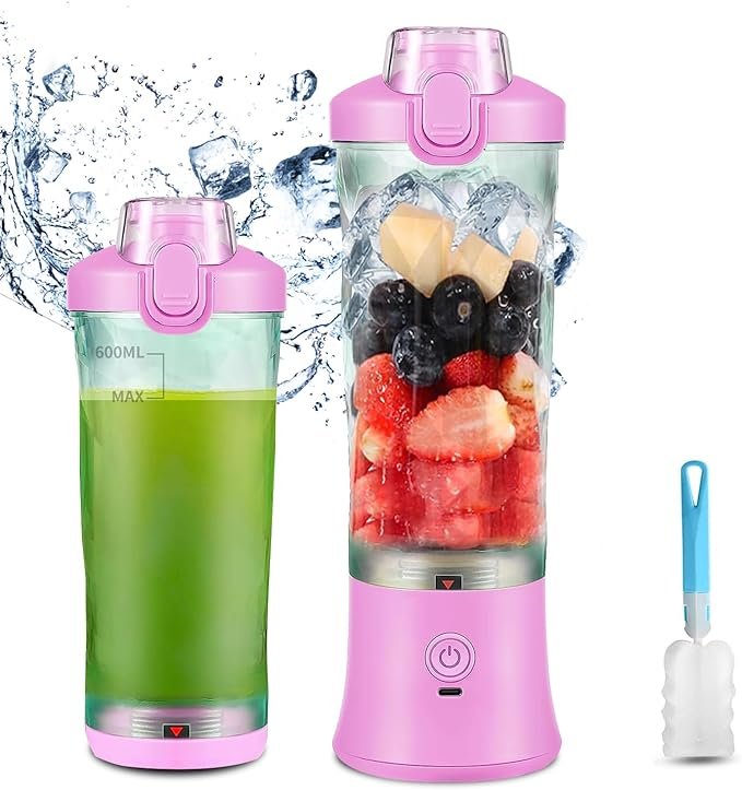 TOPESCT Licuadora Portátil de 600 ml, Mini Licuadora Recargable para Batidos y Batidos con Batería de 4000 mAh - ¡La mejor opción para disfrutar de tus batidos en cualquier lugar!