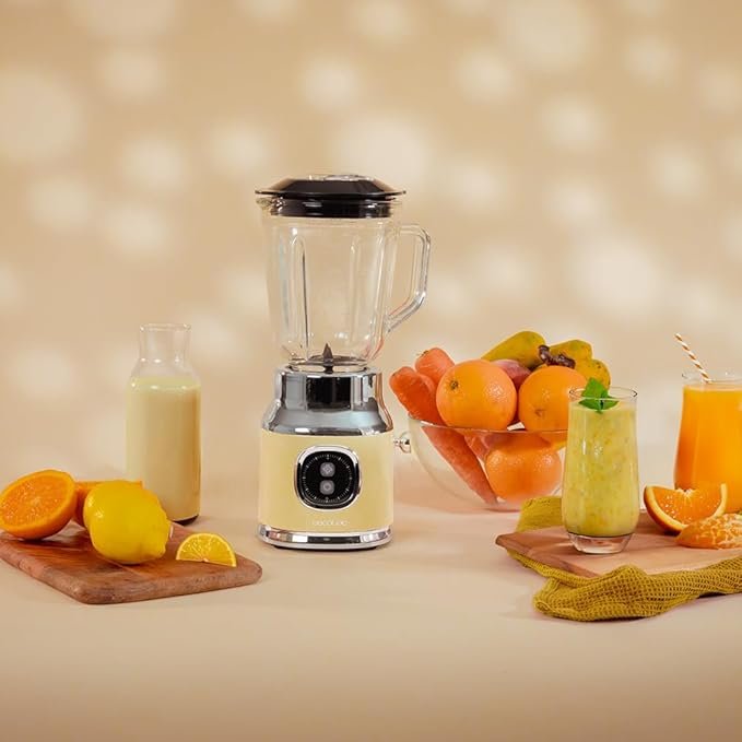 Cecotec Batidora de Vaso RetroTwist Yellow - Opiniones, 800W de Potencia Máxima, Función Pulse