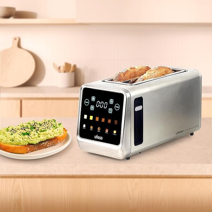 Opiniones Ufesa One Touch Duo Plus, Tostador Digital 1400W, 2 Ranuras, Pantalla LED, 6 Niveles - Imagen del producto con tecnología digital LED y 6 niveles de tostado.