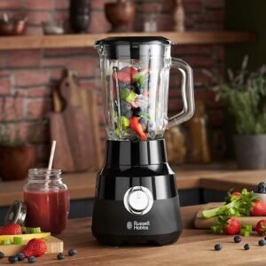 Opiniones Russell Hobbs Batidora de Vaso Matte Black - Jarra de Cristal 1,5L, Cuchilla Acero Inoxidable 4 Puntas, 2 Velocidades: Descubre la potente batidora de vaso de Russell Hobbs en elegante color negro mate. ¡Prepara deliciosos smoothies y batidos con facilidad!