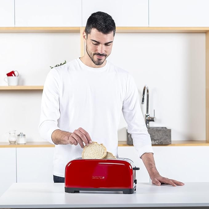 Opiniones Taurus Vintage Red – Tostador, 1400W, 6 niveles de tostado, dos ranuras extra largas de anchura variable. ¡Compra ya el mejor tostador del mercado!