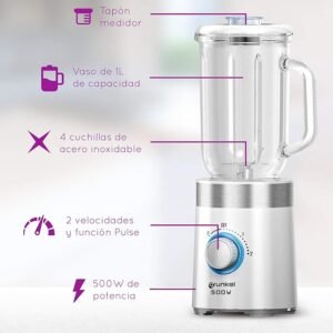 Opiniones Grunkel - Batidora de vaso 1L y 500W pequeña y portátil - BT-PRACTICA 500
