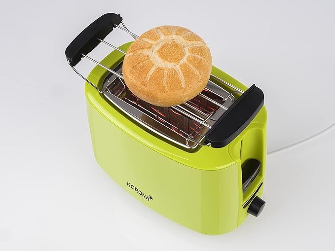 Opiniones Tostadora Korona 21133 verde 2 rebanadas 750 vatios con accesorio para panecillos.
