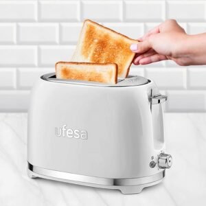 "Imagen de Producto: Tostador Ufesa Classic PinUp Vintage con 2 Ranuras Anchas y 7 Niveles de Tueste - Función Recalentar - 850W"