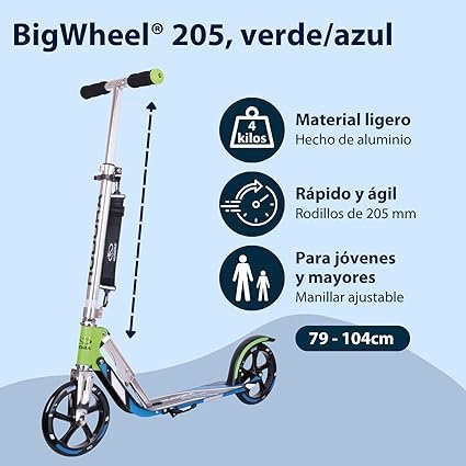 Scooter Hudora BigWheel 205, robusto y plegable - Opiniones y características detalladas