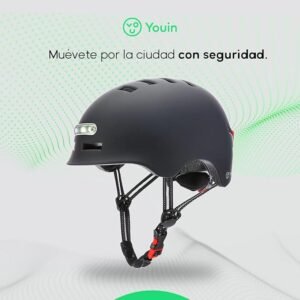 Casco Homologado Youin con LED Frontal y Trasera - Negro - Talla L (55-62cm) - Opiniones