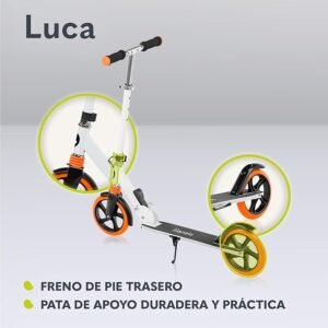 Patinete Lionelo Luca para niños con ruedas grandes de 200mm y amortiguador ShockResist para hasta 100kg. ¡Descubre la mejor opinión sobre este scooter urbano en nuestra tienda online!