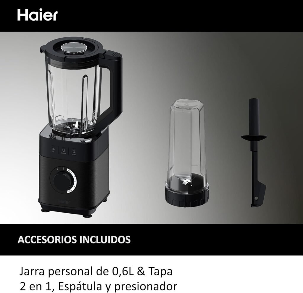 Opiniones HAIER Batidora de Vaso con Triturador de Hielo, Batidora Smoothies, 5 Velocidades Variables, Limpieza Automática. ¡Descubre la mejor manera de preparar tus batidos favoritos con esta increíble batidora de vaso! Con 5 velocidades variables y triturador de hielo, podrás obtener la consistencia perfecta en cada batido. Además, su función de limpieza automática facilita su mantenimiento. ¡Hazte con la tuya hoy y disfruta de smoothies deliciosos en casa! #BatidoraHaier #Smoothies #BatidoraDeVaso #TrituradorDeHielo #LimpiezaAutomática