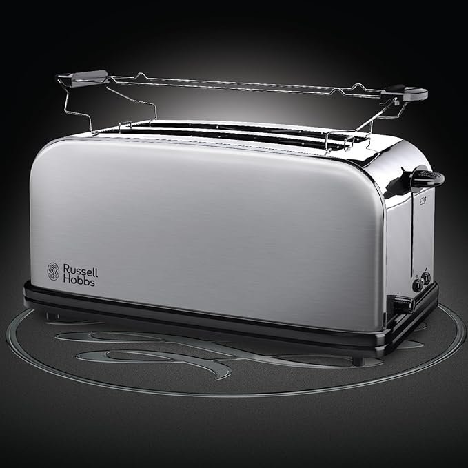 Opiniones Russell Hobbs Tostadora de acero inoxidable Adventure con dos ranuras anchas para 4 rebanadas o 2 rebanadas grandes.