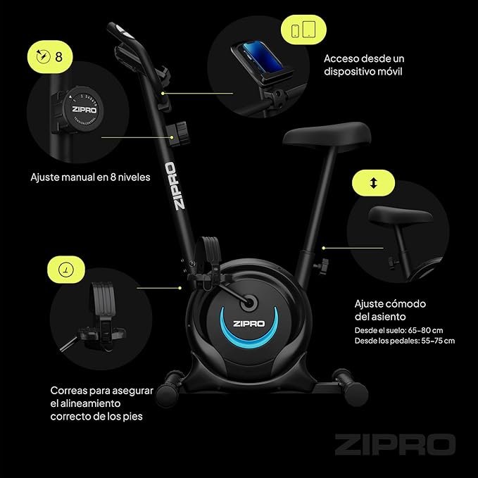 Bicicleta estática ZIPRO One S - Resistencia magnética, Operación silenciosa, Comodidad ajustable, Pantalla LCD. Aprovecha esta oferta en nuestro sitio web.