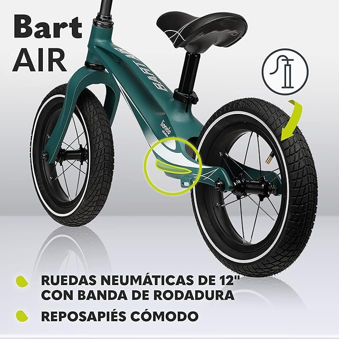 Bicicleta sin Pedales Lionelo Bart, ideal para niños de 2 años hasta 30kg. Cuadro de magnesio, estilo deportivo y ruedas de 12 pulgadas. ¡El regalo perfecto para los más pequeños!