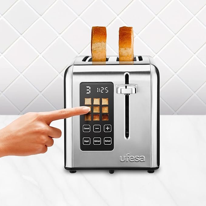 Opiniones Ufesa Perfect Toaster - Tostador Digital de Acero Inoxidable de 2 Ranuras, 950W, Pantalla, 9 Niveles de Tostado