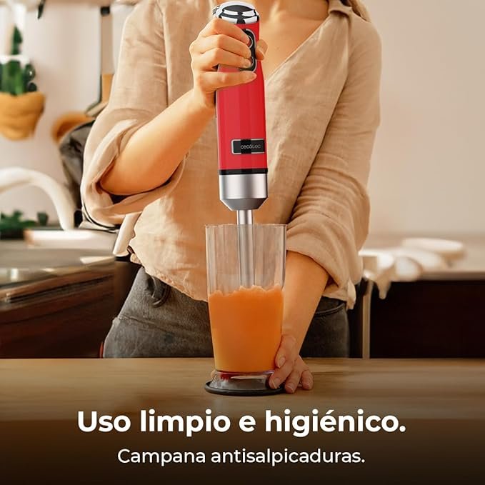 Cecotec Batidora de Mano Retro Power RetroRed 1200MAX - Opiniones y Características. Potencia de 1200W y cuchilla de 4 hojas con recubrimiento.