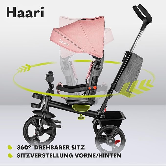Opiniones LIONELO Haari Bicicleta 2 en 1 para menores hasta 25 kg de 1,5 a 5 años - Triciclo y Carrito con Cesta espaciosa.