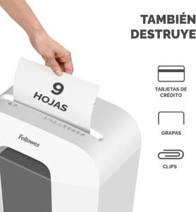 Fellowes LX50 - Trituradora de papel, corte en partículas, destruye hasta 9 hojas, destructora de papel uso personal. Comprar ahora.