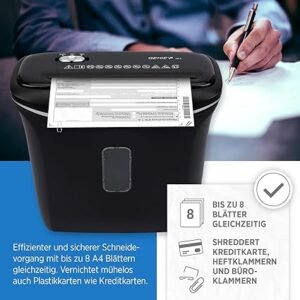 Genie Trituradora de papel 480X - Opiniones, especificaciones y precio - 8 hojas, corte en partículas, nivel de seguridad P-4, función de arranque y parada automática, papelera de 12 L