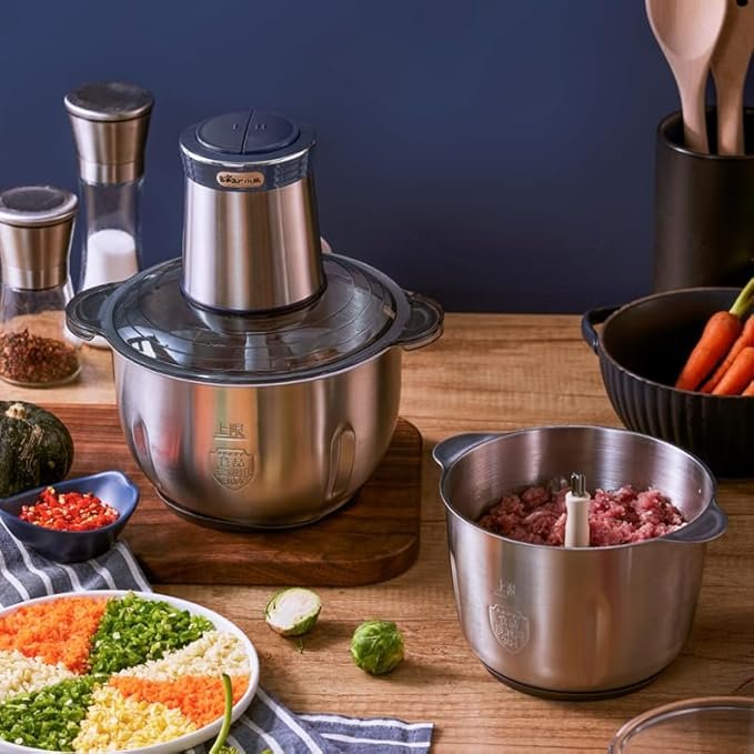 Opiniones Bear 2L+1.8L Picadora de Alimentos,Clase de 2 Velocidades, Trituradora de Cocina Eléctrica, Trituradora de 600w - Imagen del producto en venta
