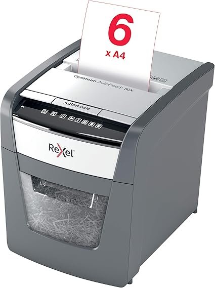 Opiniones Rexel 2020050X - Destructora Personal/Home Office Optimum AutoFeed 50X, Corte en Partículas, Destruye 50 Hojas a la Vez - Imagen del producto en alta calidad con tecnología AutoFeed para destrucción eficiente de hasta 50 hojas a la vez. ¡Compra la tuya ahora!